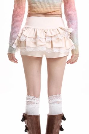 Cute Everyday Outfits, Outfit Inspo Casual Ballerina Core Ruffled Lace Skort