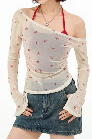 Cute Everyday Outfits, Outfit Inspo Casual Balletcore Aesthetic Bow Mesh Top