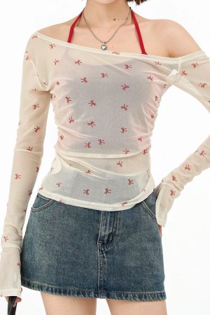 Cute Everyday Outfits, Outfit Inspo Casual Balletcore Aesthetic Bow Mesh Top