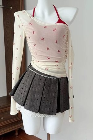 Cute Everyday Outfits, Outfit Inspo Casual Balletcore Aesthetic Bow Mesh Top