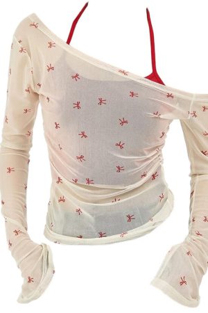 Cute Everyday Outfits, Outfit Inspo Casual Balletcore Aesthetic Bow Mesh Top