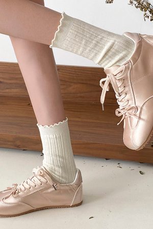 Cute Everyday Outfits, Outfit Inspo Casual Balletcore Aesthetic Bow Sneakers