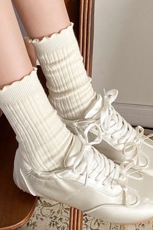 Cute Everyday Outfits, Outfit Inspo Casual Balletcore Aesthetic Bow Sneakers