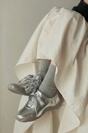 Cute Everyday Outfits, Outfit Inspo Casual Balletcore Aesthetic Satin Bow Sneakers