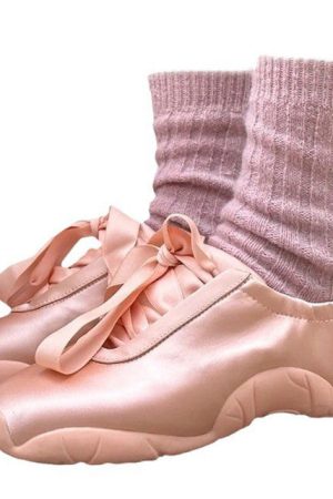Cute Everyday Outfits, Outfit Inspo Casual Balletcore Aesthetic Satin Bow Sneakers