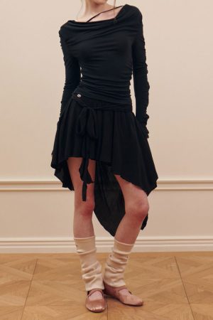 Cute Everyday Outfits, Outfit Inspo Casual Balletcore Asymmetrical Mid Skirt