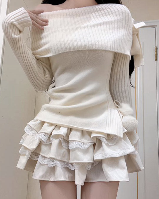 Cute Everyday Outfits, Outfit Inspo Casual Balletcore Of Shoulder Sweater Cute Everyday Outfits, Outfit Inspo Casual Balletcore Of Shoulder Sweater