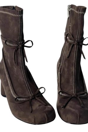 Cute Everyday Outfits, Outfit Inspo Casual Balletcore Square-Toe Ankle Boots