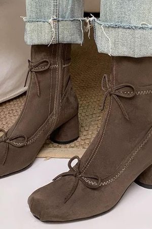 Cute Everyday Outfits, Outfit Inspo Casual Balletcore Square-Toe Ankle Boots