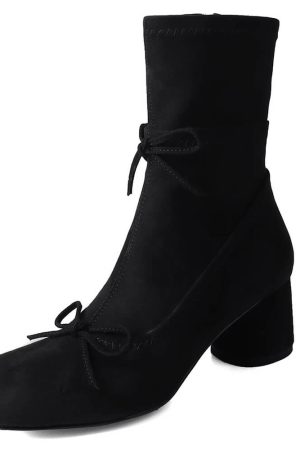 Cute Everyday Outfits, Outfit Inspo Casual Balletcore Square-Toe Ankle Boots