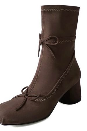 Cute Everyday Outfits, Outfit Inspo Casual Balletcore Square-Toe Ankle Boots