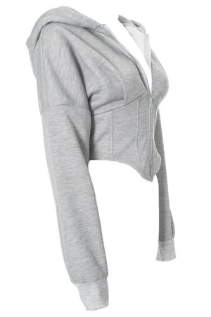 Cute Everyday Outfits, Outfit Inspo Casual Basic Corset Detail Zip Up Hoodie