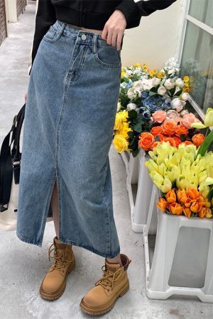 Cute Everyday Outfits, Outfit Inspo Casual Basic Things Split Denim Skirt