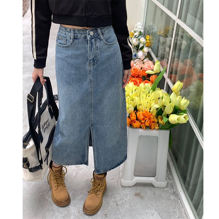 Cute Everyday Outfits, Outfit Inspo Casual Basic Things Split Denim Skirt Cute Everyday Outfits, Outfit Inspo Casual Basic Things Split Denim Skirt
