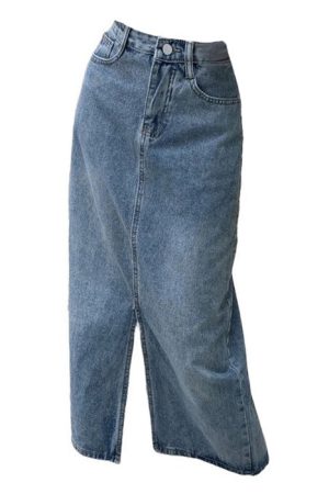 Cute Everyday Outfits, Outfit Inspo Casual Basic Things Split Denim Skirt