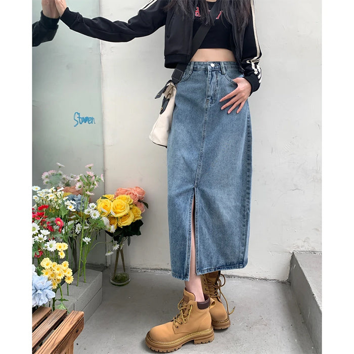 Cute Everyday Outfits, Outfit Inspo Casual Basic Things Split Denim Skirt Cute Everyday Outfits, Outfit Inspo Casual Basic Things Split Denim Skirt