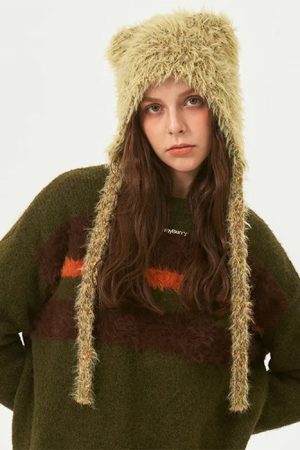 Cute Everyday Outfits, Outfit Inspo Casual Bear Ears Bonnet Hat