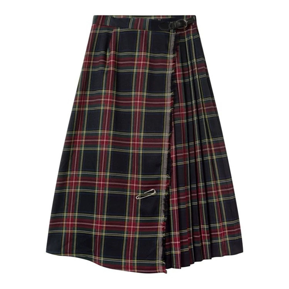 Cute Everyday Outfits, Outfit Inspo Casual Black and Red Plaid Midi Skirt