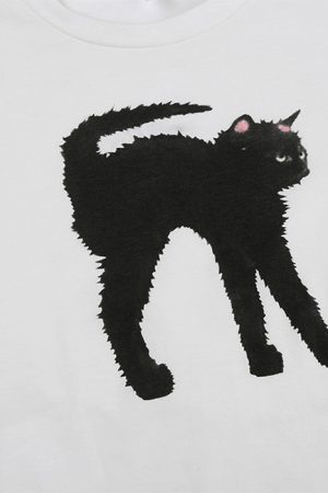 Cute Everyday Outfits, Outfit Inspo Casual Black Cat Crop Top