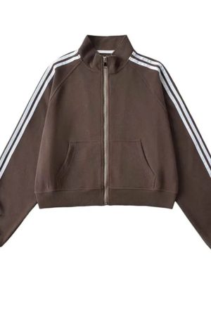 Cute Everyday Outfits, Outfit Inspo Casual Blokette Bows Side Stripe Zip Up Sweatshirt