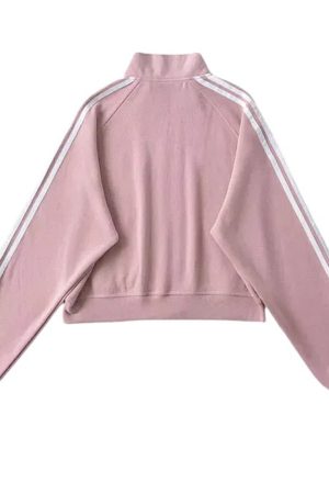 Cute Everyday Outfits, Outfit Inspo Casual Blokette Bows Side Stripe Zip Up Sweatshirt
