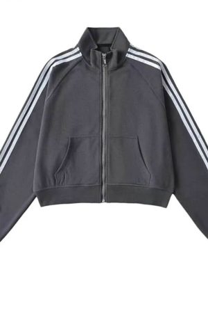 Cute Everyday Outfits, Outfit Inspo Casual Blokette Bows Side Stripe Zip Up Sweatshirt