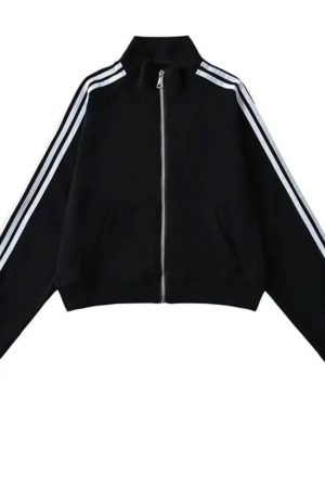 Cute Everyday Outfits, Outfit Inspo Casual Blokette Bows Side Stripe Zip Up Sweatshirt