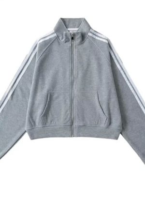 Cute Everyday Outfits, Outfit Inspo Casual Blokette Bows Side Stripe Zip Up Sweatshirt