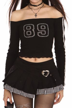 Cute Everyday Outfits, Outfit Inspo Casual Blokette Jersey-Style 89 Rhinestone Top