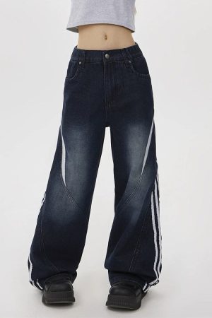 Cute Everyday Outfits, Outfit Inspo Casual Blokette Side Stripe Wide-Leg Jeans