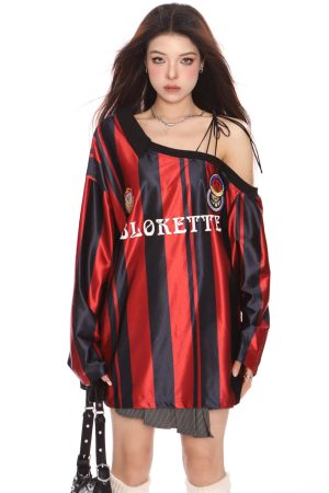 Cute Everyday Outfits, Outfit Inspo Casual Blokette Striped Off-Shoulder Jersey