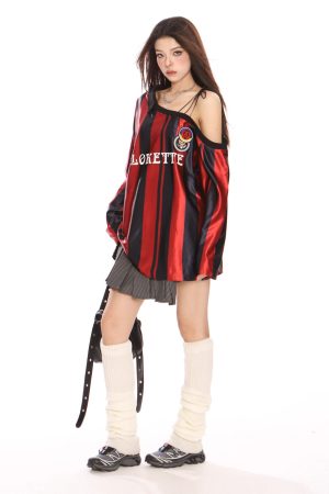 Cute Everyday Outfits, Outfit Inspo Casual Blokette Striped Off-Shoulder Jersey