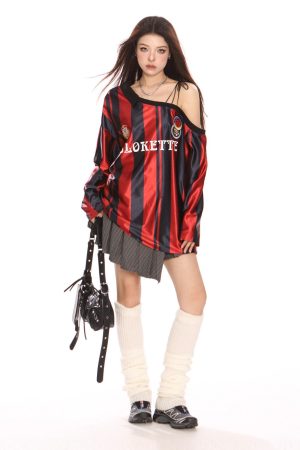 Cute Everyday Outfits, Outfit Inspo Casual Blokette Striped Off-Shoulder Jersey