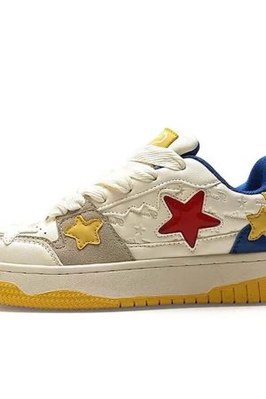 Cute Everyday Outfits, Outfit Inspo Casual Blue & Yellow Aesthetic Star Sneakers