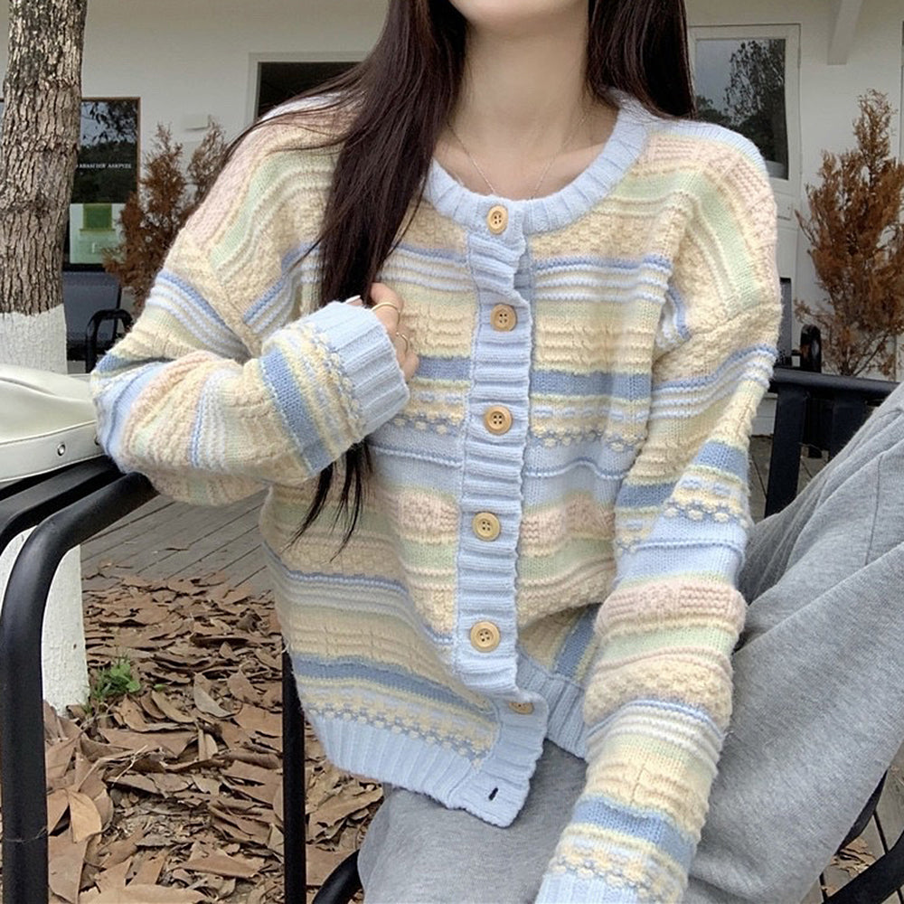 Cute Everyday Outfits, Outfit Inspo Casual Blue & Yellow Pastel Striped Cardigan Cute Everyday Outfits, Outfit Inspo Casual Blue & Yellow Pastel Striped Cardigan