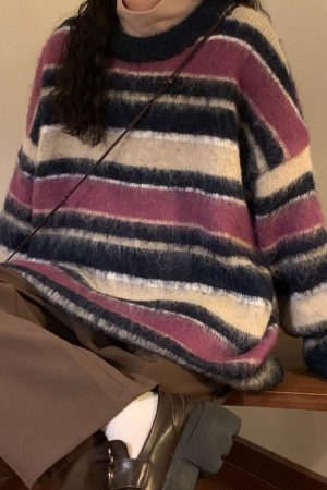 Cute Everyday Outfits, Outfit Inspo Casual Blueberry & Cream Striped Sweater