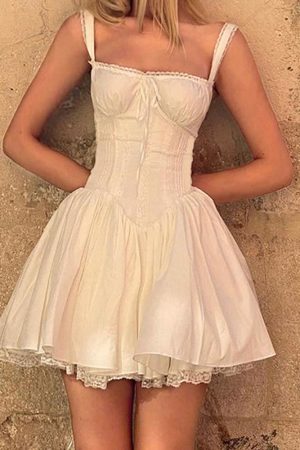 Cute Everyday Outfits, Outfit Inspo Casual Bonjour Baby Corset Lace Trim Dress