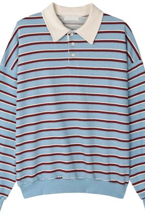 Cute Everyday Outfits, Outfit Inspo Casual Bonjour Baby Stripe Polo Sweatshirt