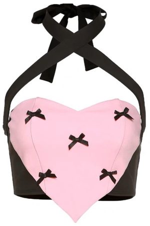 Cute Everyday Outfits, Outfit Inspo Casual Bow Heart Halter Top
