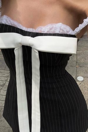 Cute Everyday Outfits, Outfit Inspo Casual Bow Lace Striped Mini Dress