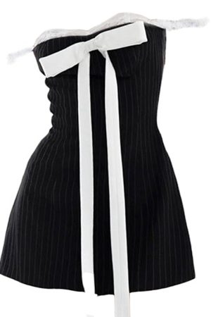 Cute Everyday Outfits, Outfit Inspo Casual Bow Lace Striped Mini Dress