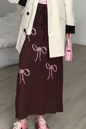 Cute Everyday Outfits, Outfit Inspo Casual Bow Print Maxi Skirt