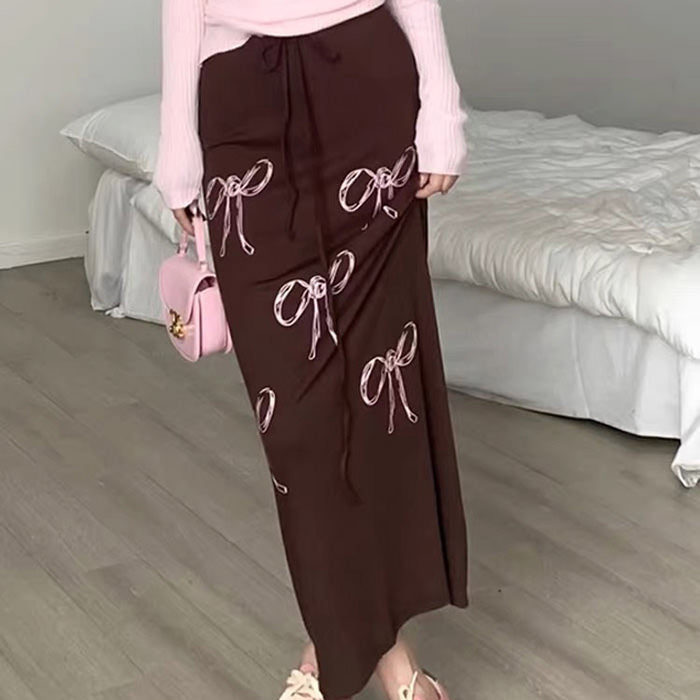 Cute Everyday Outfits, Outfit Inspo Casual Bow Print Maxi Skirt Cute Everyday Outfits, Outfit Inspo Casual Bow Print Maxi Skirt