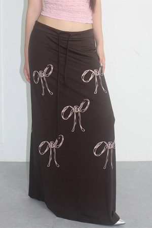 Cute Everyday Outfits, Outfit Inspo Casual Bow Print Maxi Skirt