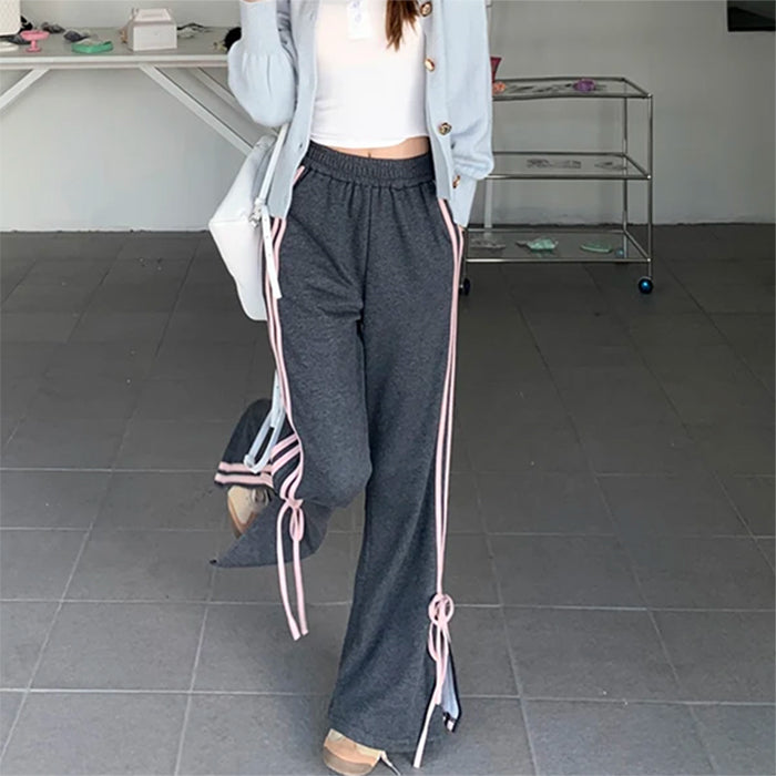 Cute Everyday Outfits, Outfit Inspo Casual Bow Side Stripe Sweatpants Cute Everyday Outfits, Outfit Inspo Casual Bow Side Stripe Sweatpants