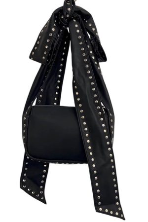 Cute Everyday Outfits, Outfit Inspo Casual Bowknot Studded Shoulder Bag