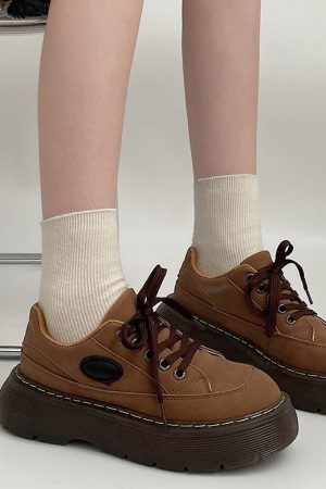 Cute Everyday Outfits, Outfit Inspo Casual Brown Aesthetic Platform Oxford Shoes
