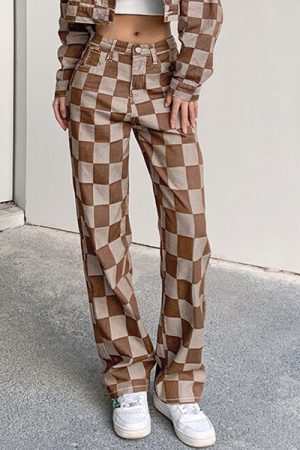 Cute Everyday Outfits, Outfit Inspo Casual Brown Checkered Jeans