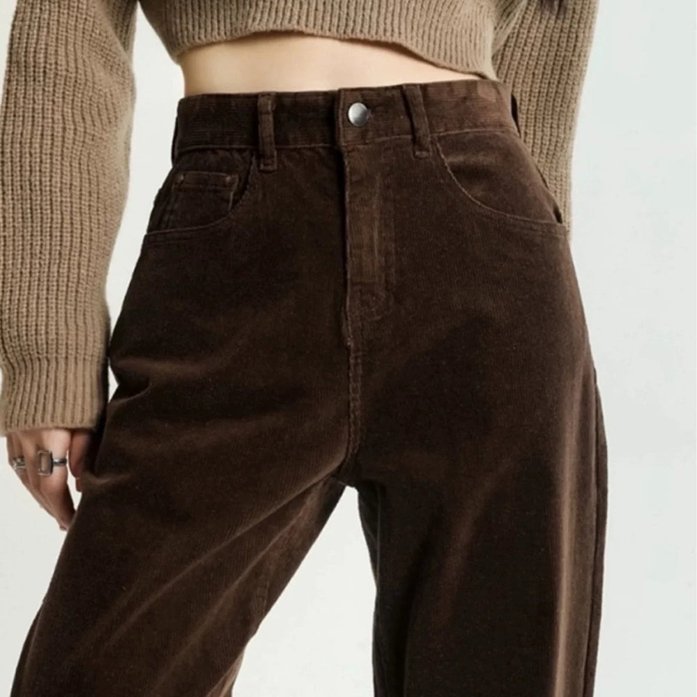 Cute Everyday Outfits, Outfit Inspo Casual Brown High-Rise Retro Cord Pants Cute Everyday Outfits, Outfit Inspo Casual Brown High-Rise Retro Cord Pants