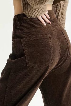 Cute Everyday Outfits, Outfit Inspo Casual Brown High-Rise Retro Cord Pants